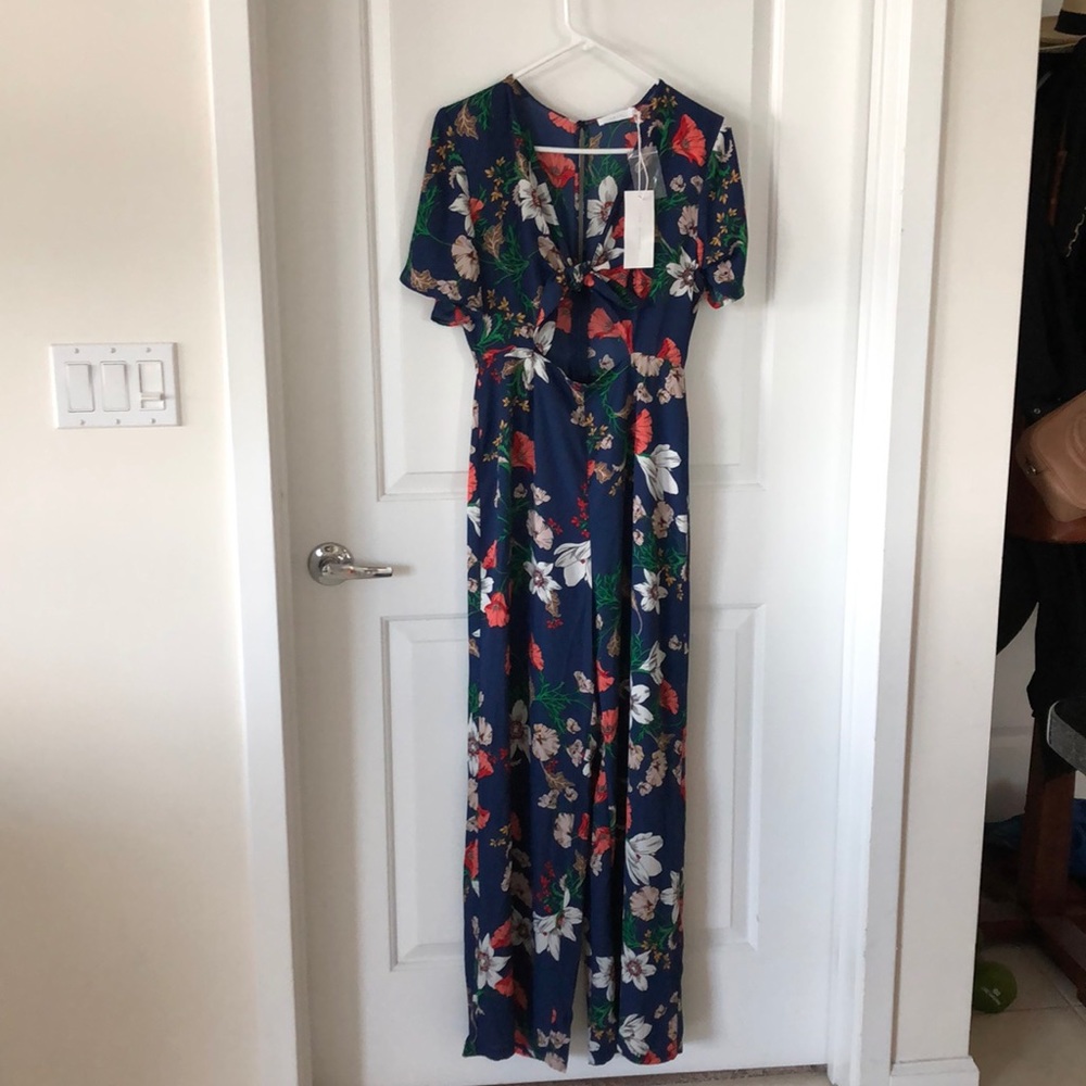 Navy blue floral jumpsuit